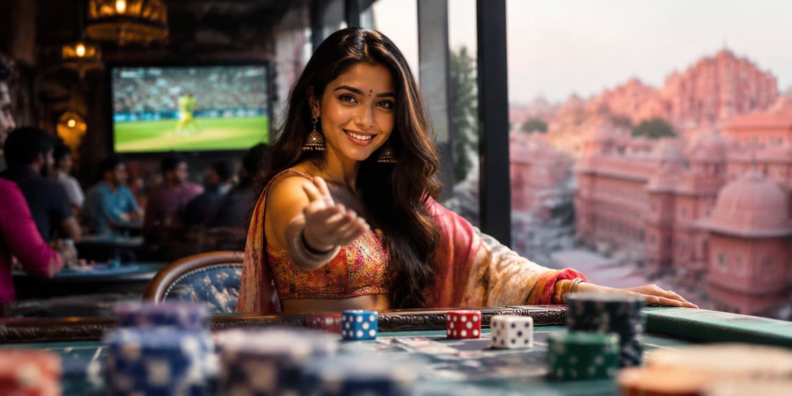Player using Aviator game interface in Jaipur with traditional attire