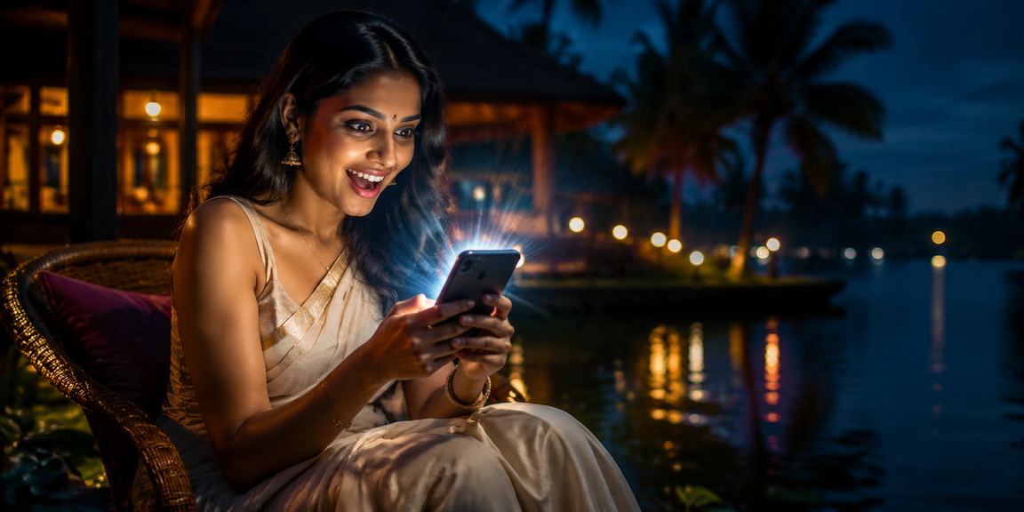 Young Indian player registering on mobile device for online casino
